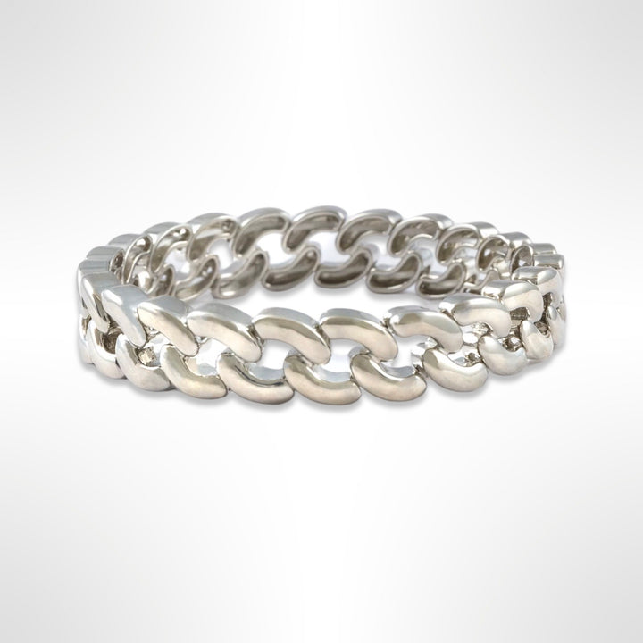 Silver Cable Link Stretch Bracelet