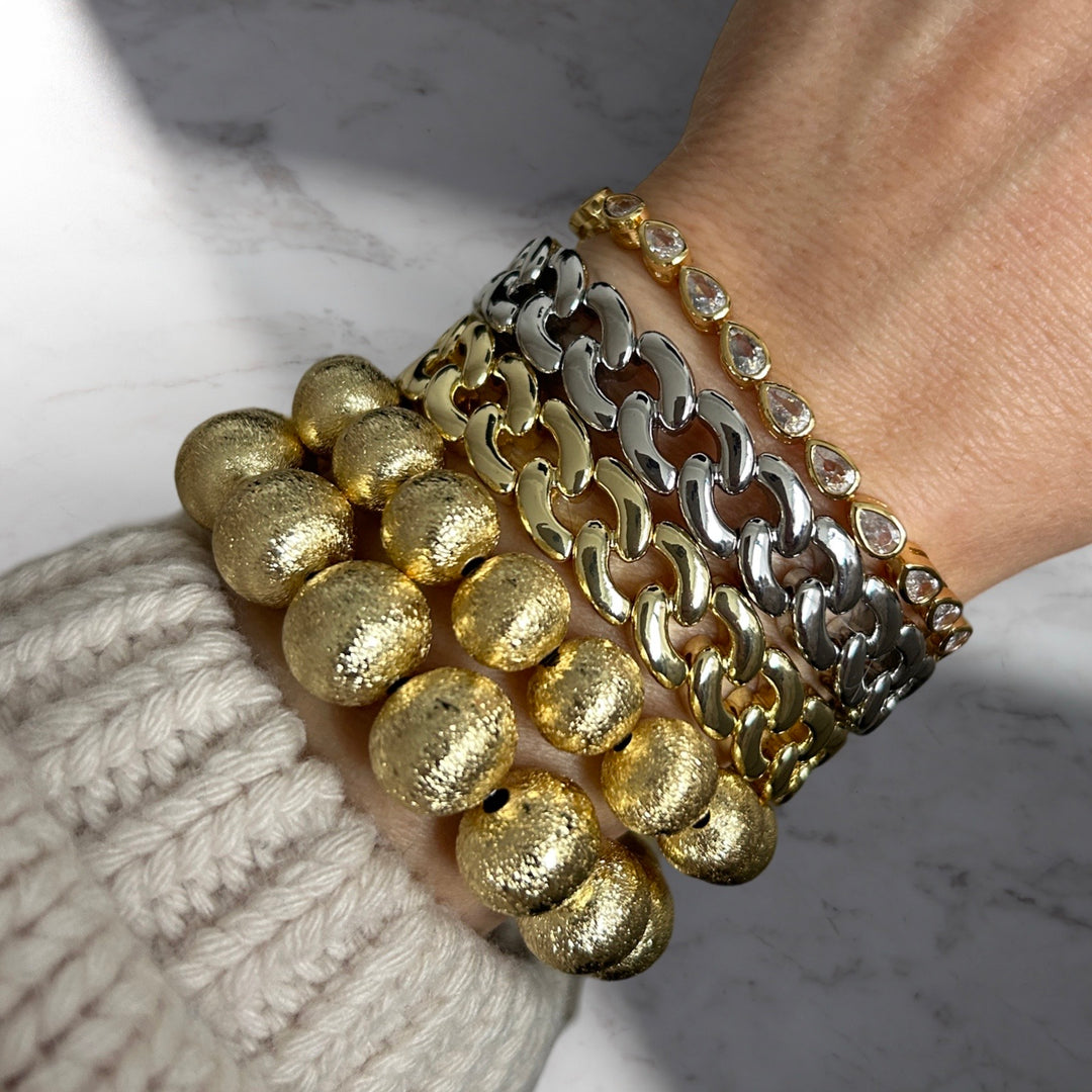 Silver Cable Link Stretch Bracelet