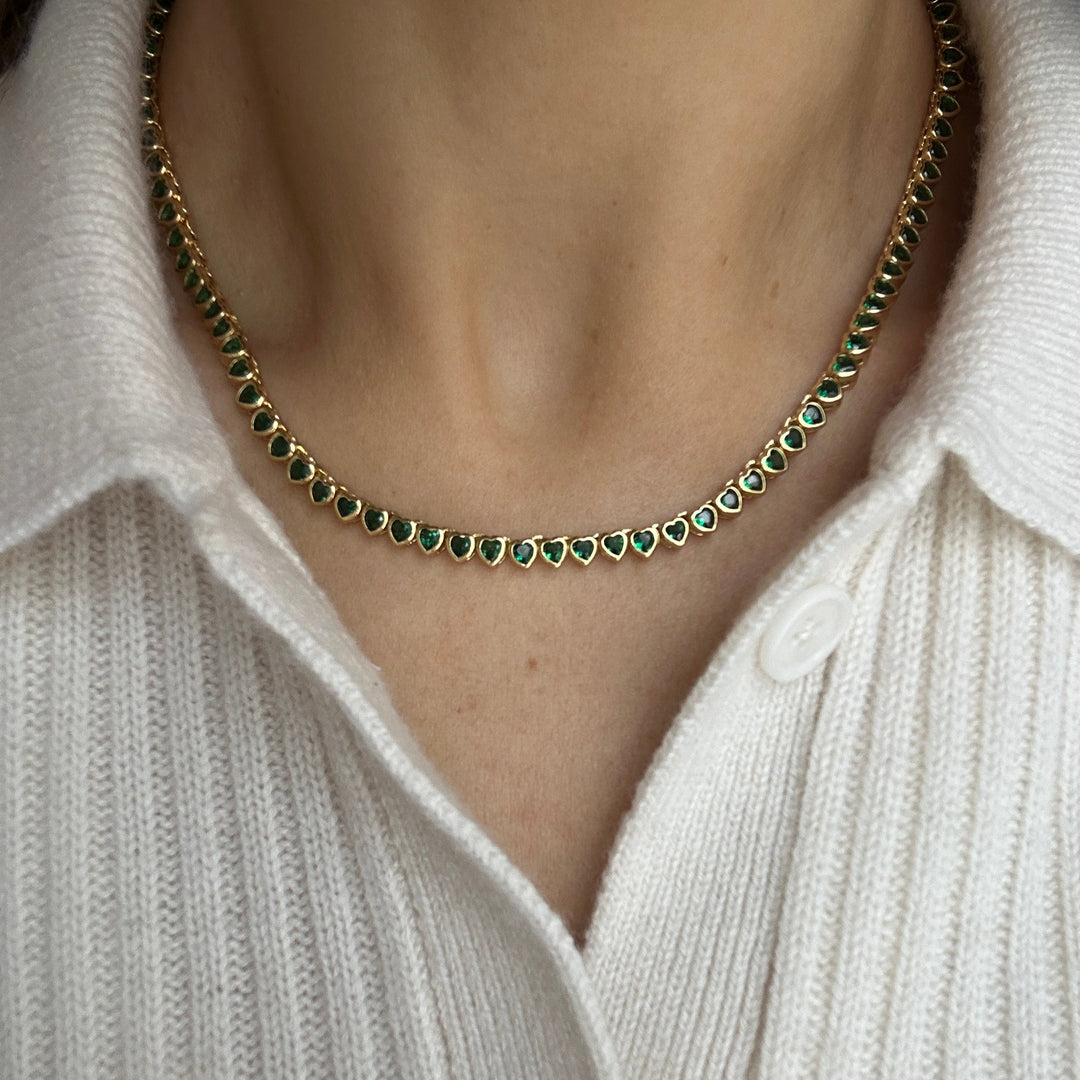 Emerald Green Mini Heart Necklace