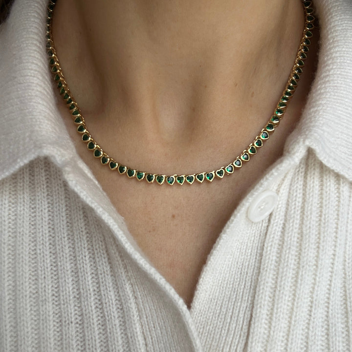 Emerald Green Mini Heart Necklace