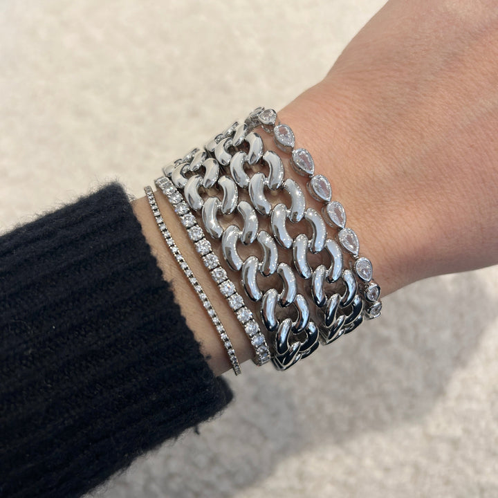 Silver Cable Link Stretch Bracelet