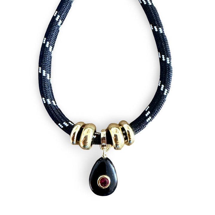 Black Cord with Obsidian Drop