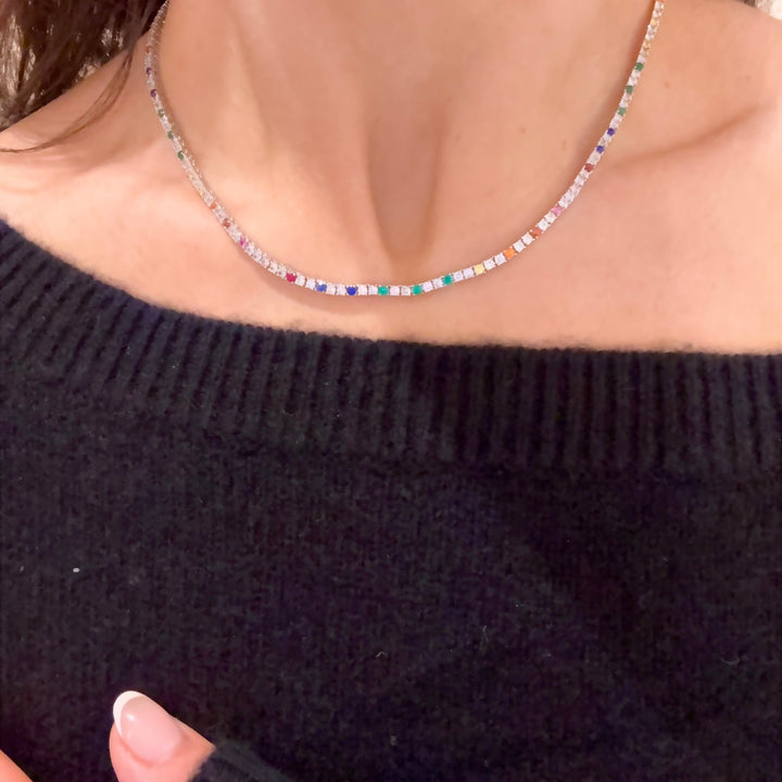 Multi Colour Tennis Necklace