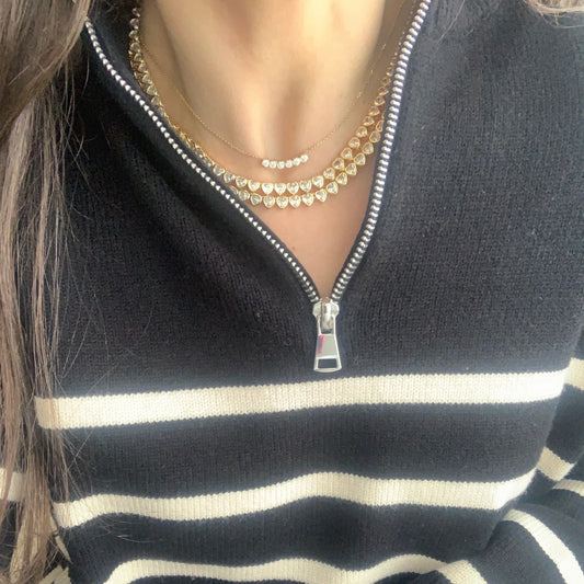 Gold Heart Tennis Necklace