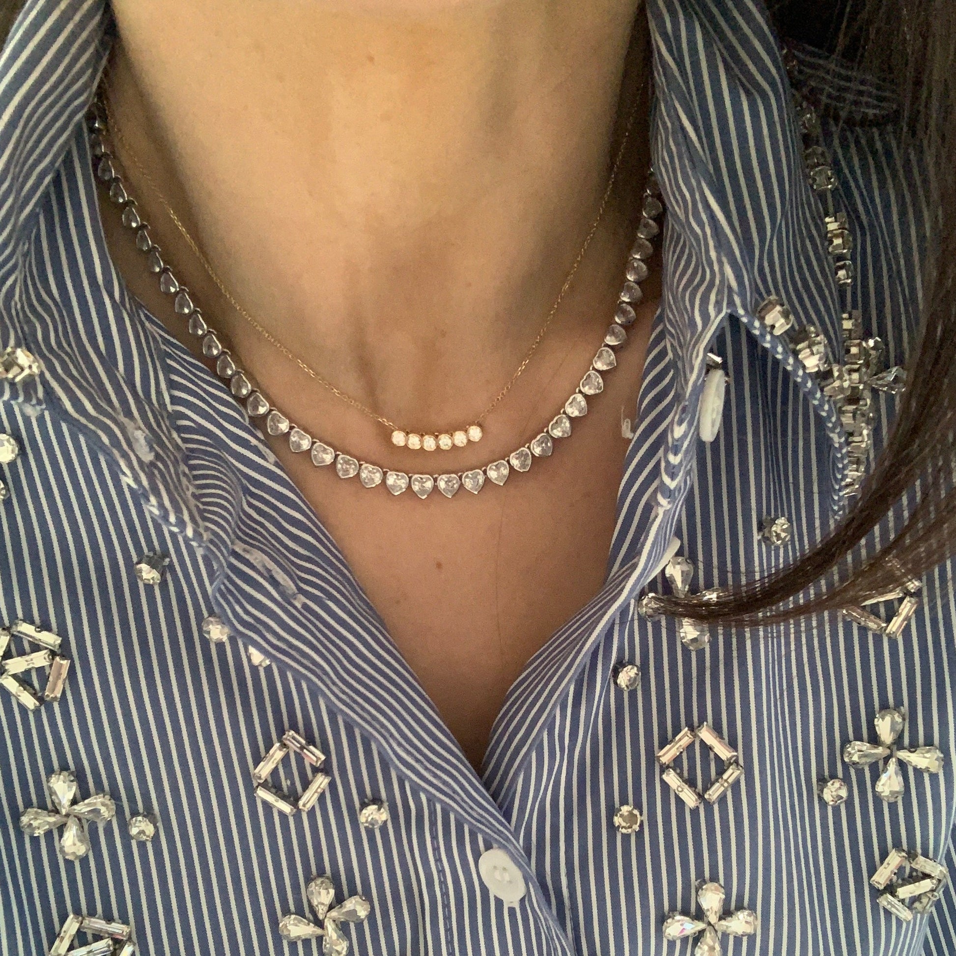 Silver Heart Tennis Necklace Essentially High