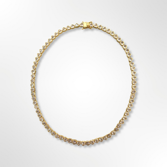 Gold Heart Tennis Necklace